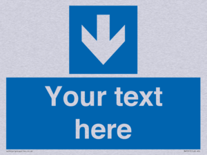 Custom Directional signage blue down arrow 